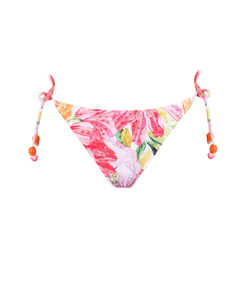 PQ Swim Flora Embroidered Triangle Top with Full Tie-Side Bottom Bikini Set