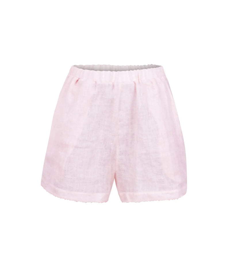 PQ Swim Pink Scalloped Linen Top and Shorts Set