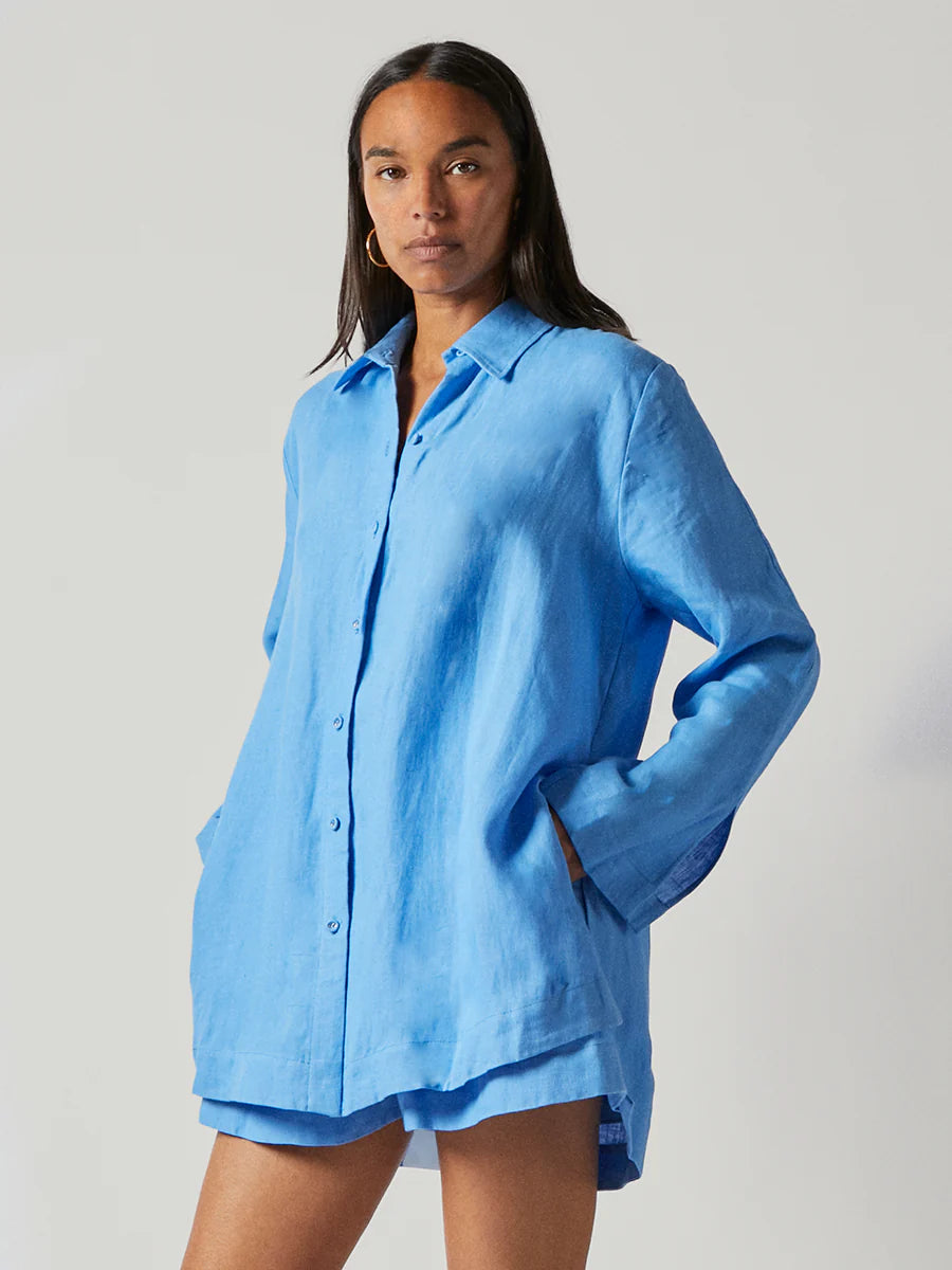 Casa Raki Ginebra Shirt in Ocean Blue Casa Raki Ginebra Shirt in Ocean Blue