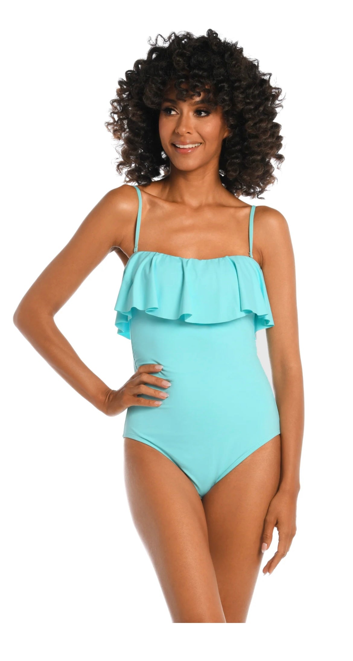 La Blanca Bandeau Ruffle One Piece in Ice La Blanca Bandeau Ruffle One Piece in Ice