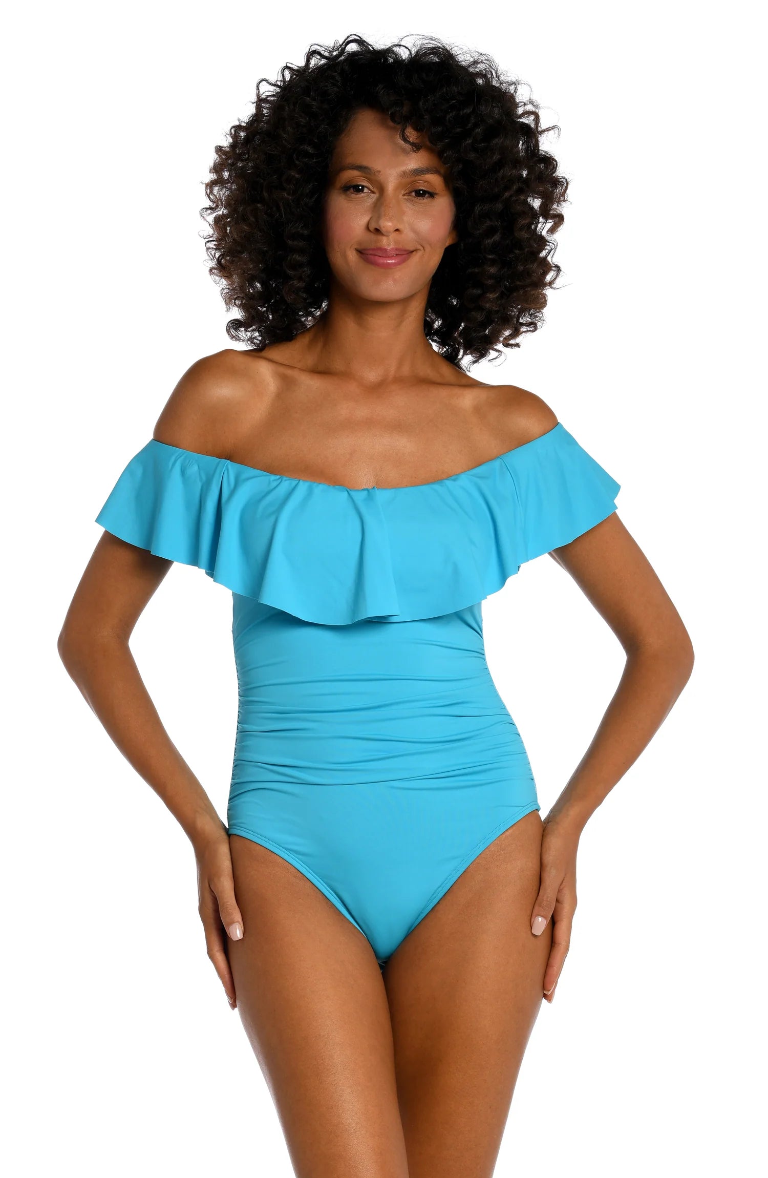 La Blanca Off Shoulder One Piece Azul La Blanca Off Shoulder One Piece Azul