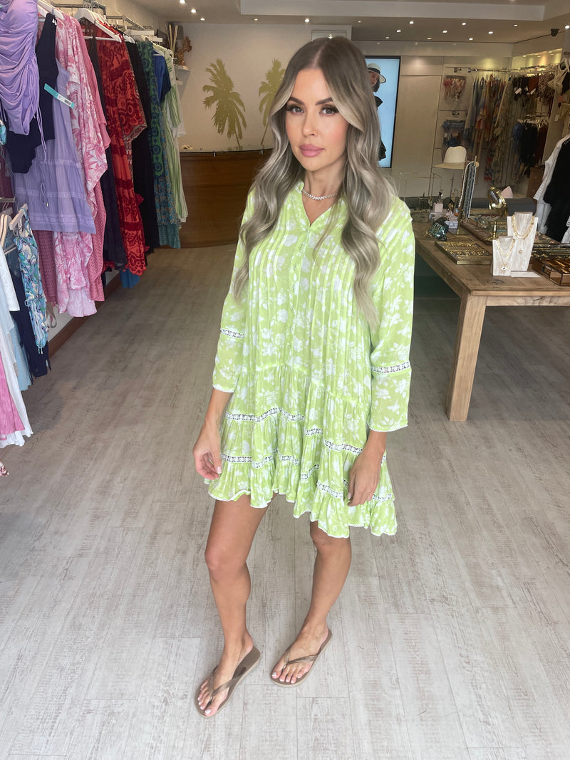 Sunday St Tropez Bella Ciao Flower Dress Olive