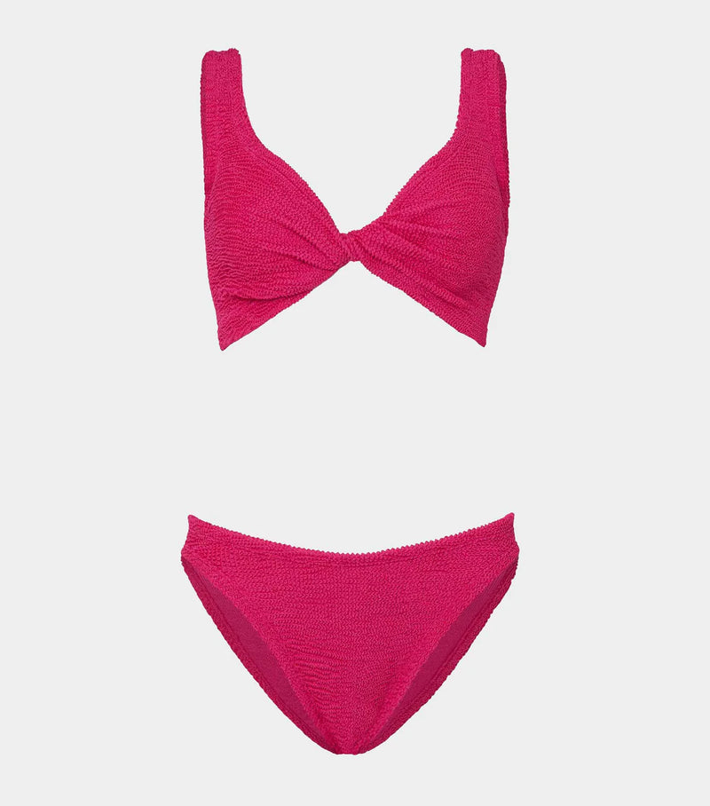 HunzaG Juno Coverage Bikini in Metallic Raspberry
