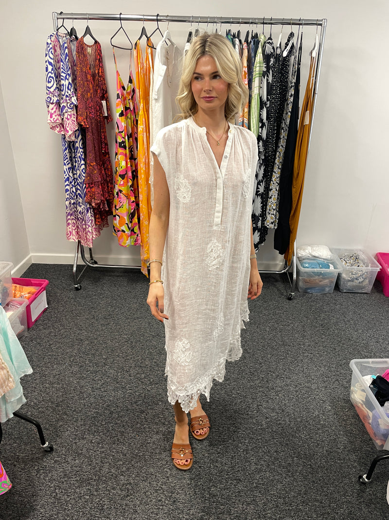 Muche & Muchette Button Shirt Dress in White