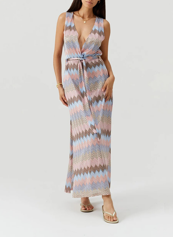 Melissa Odabash Bria Maxi Dress Zig Zag Stripe