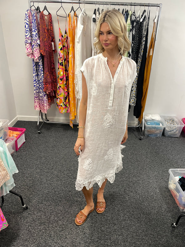 Muche & Muchette Button Shirt Dress in White