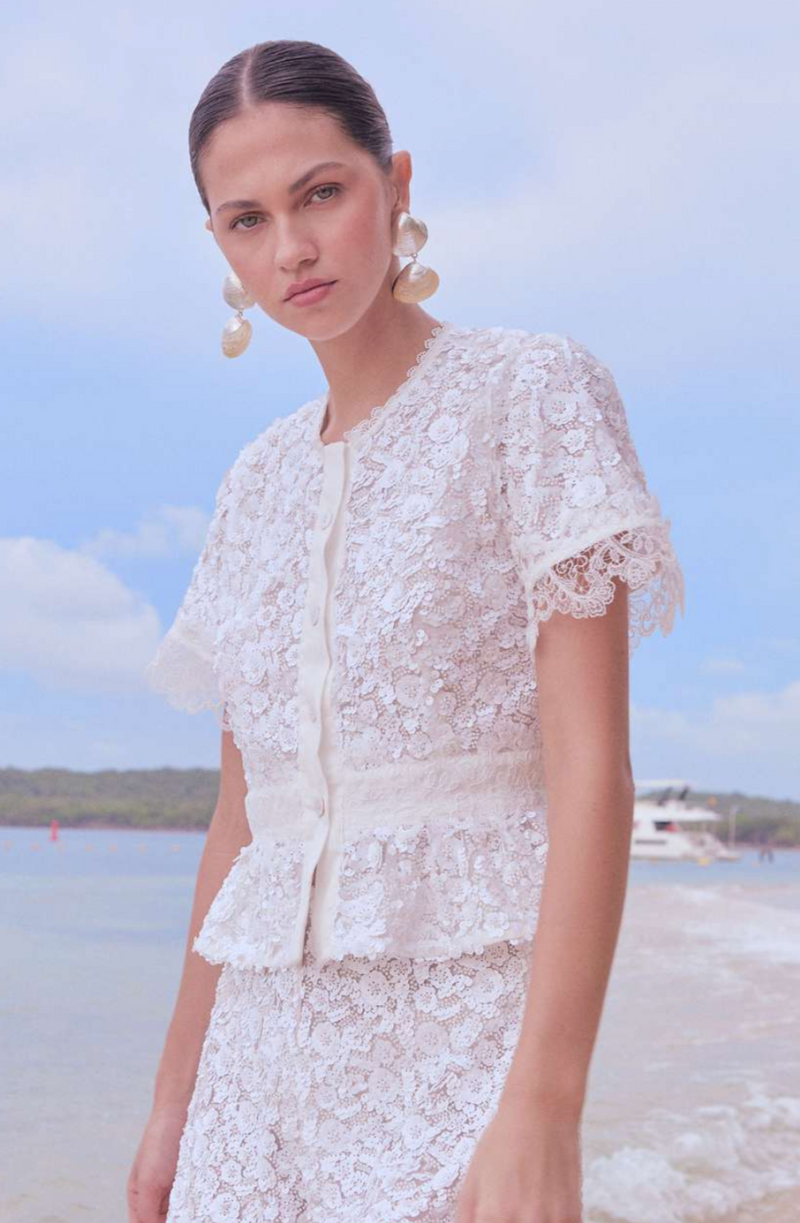 Waimari Aviva Top White Sequin