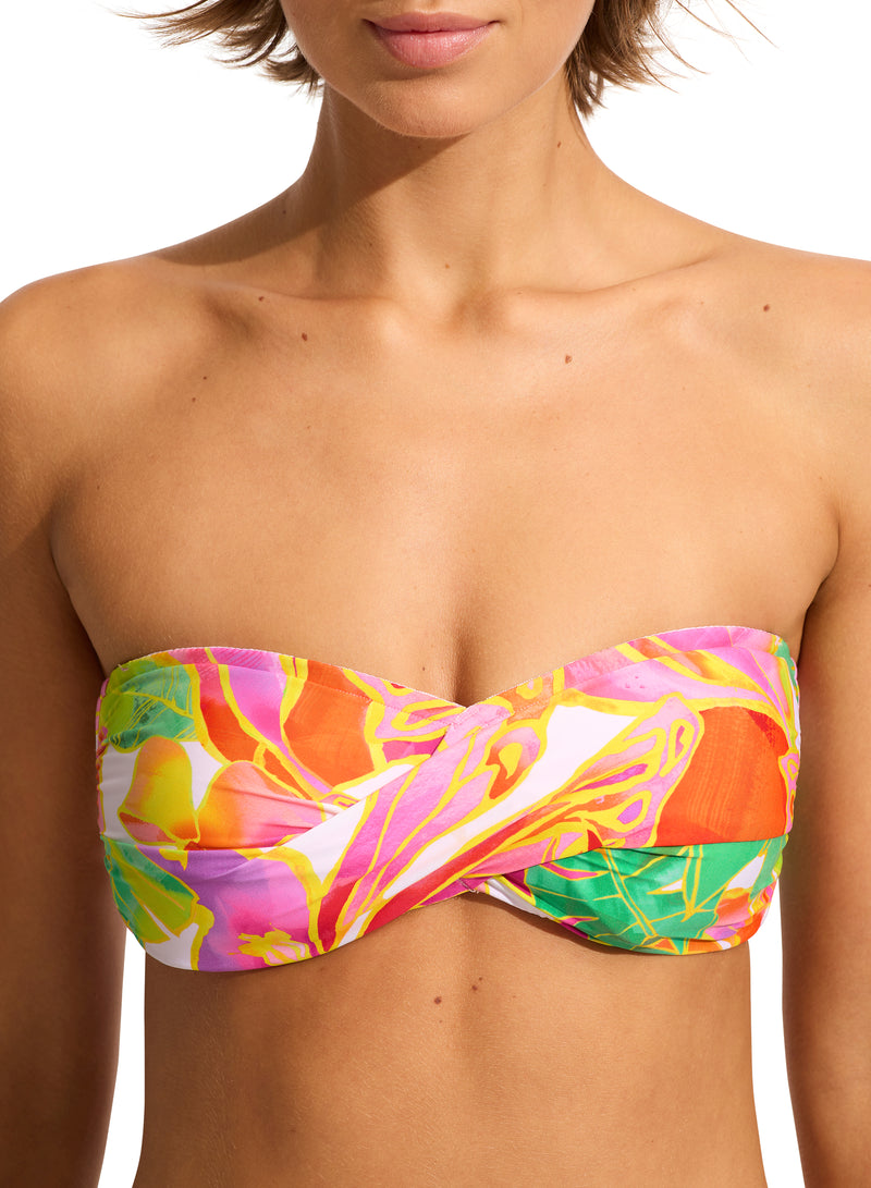 Seafolly Wonderland Twist Bandeau and Twist Hipster Bikini Set in Fuchsia Rose