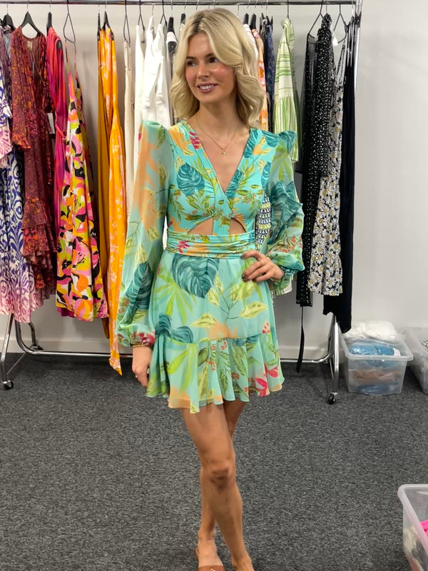 Patbo Tropicalia Long Sleeve Mini Dress