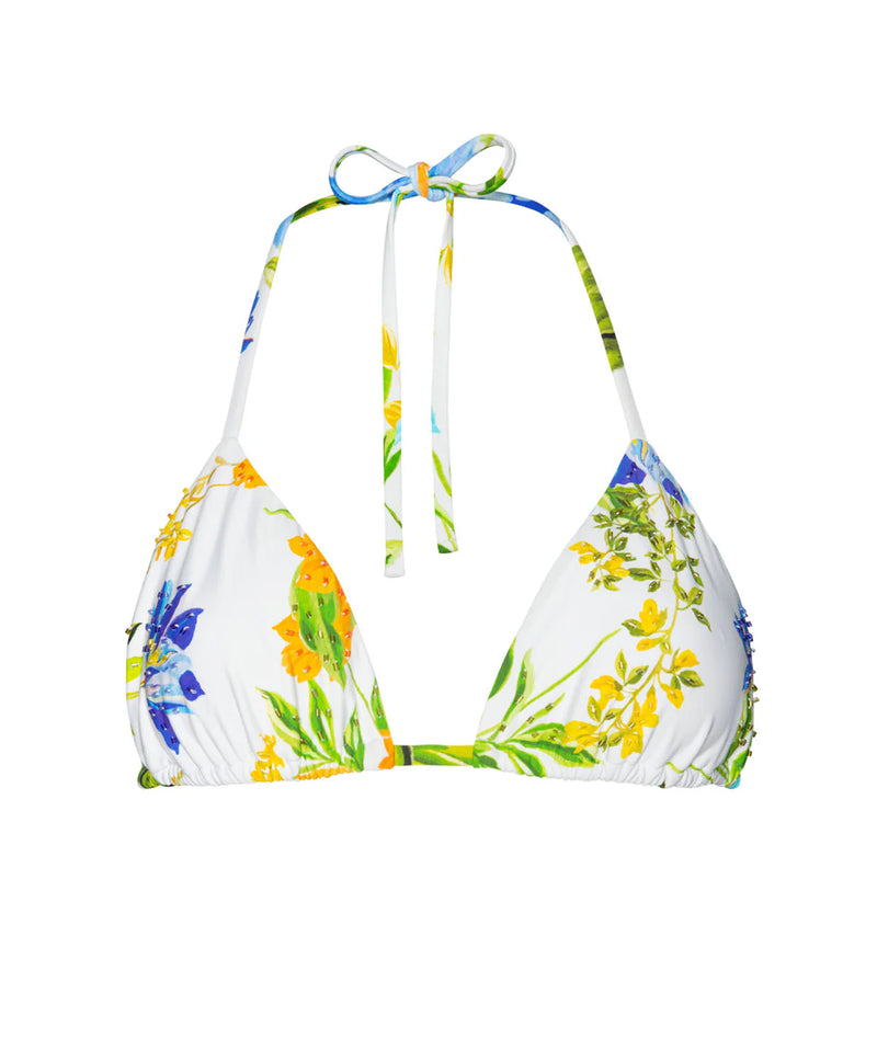 PQ Swim Bluebell Embroidered Triangle Top with Full Tie Side Bottom Bikini Set