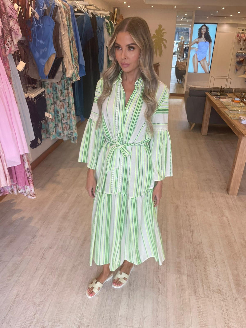 Shirt Dress in Neon Lime