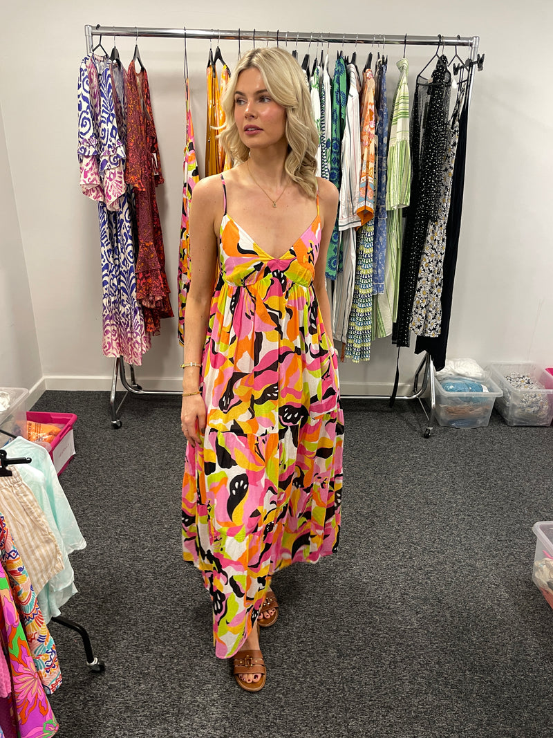 Seafolly Rio Tiered Midi/Maxi Dress in Hot Pink