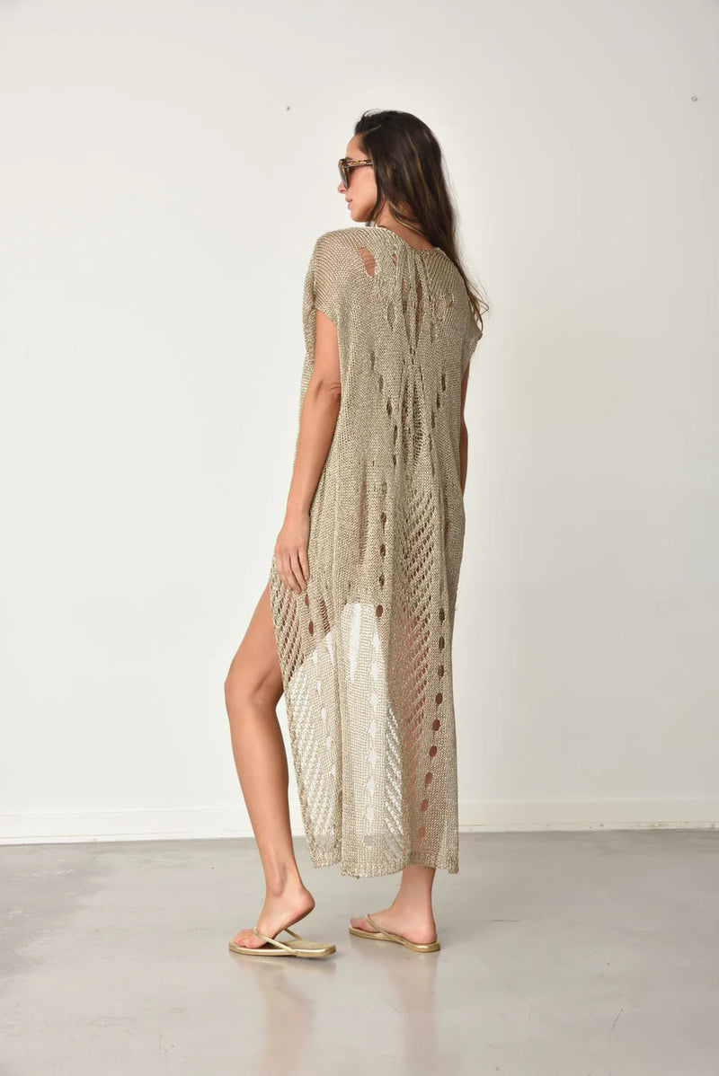 Muche & Muchette Vita crochet kimono coverup in gold
