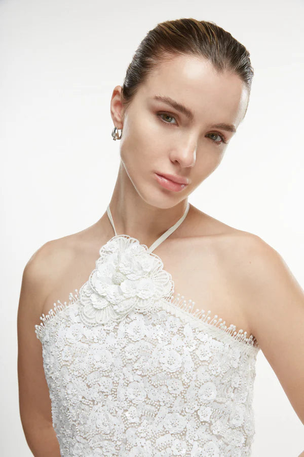 Waimari Beso De Luna Maxi Dress White Sequin