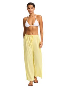 Seafolly Garden Party Cotton Beach Pant in Lime Light 15% OFF