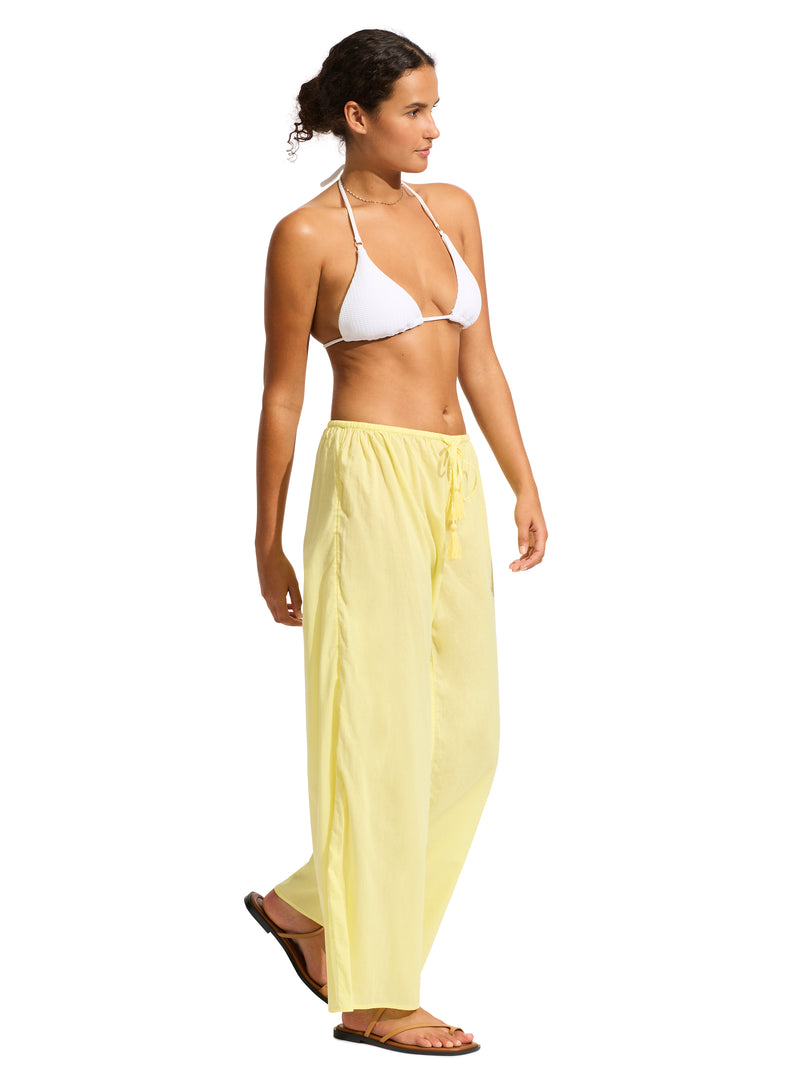 Seafolly Garden Party Cotton Beach Pant in Lime Light