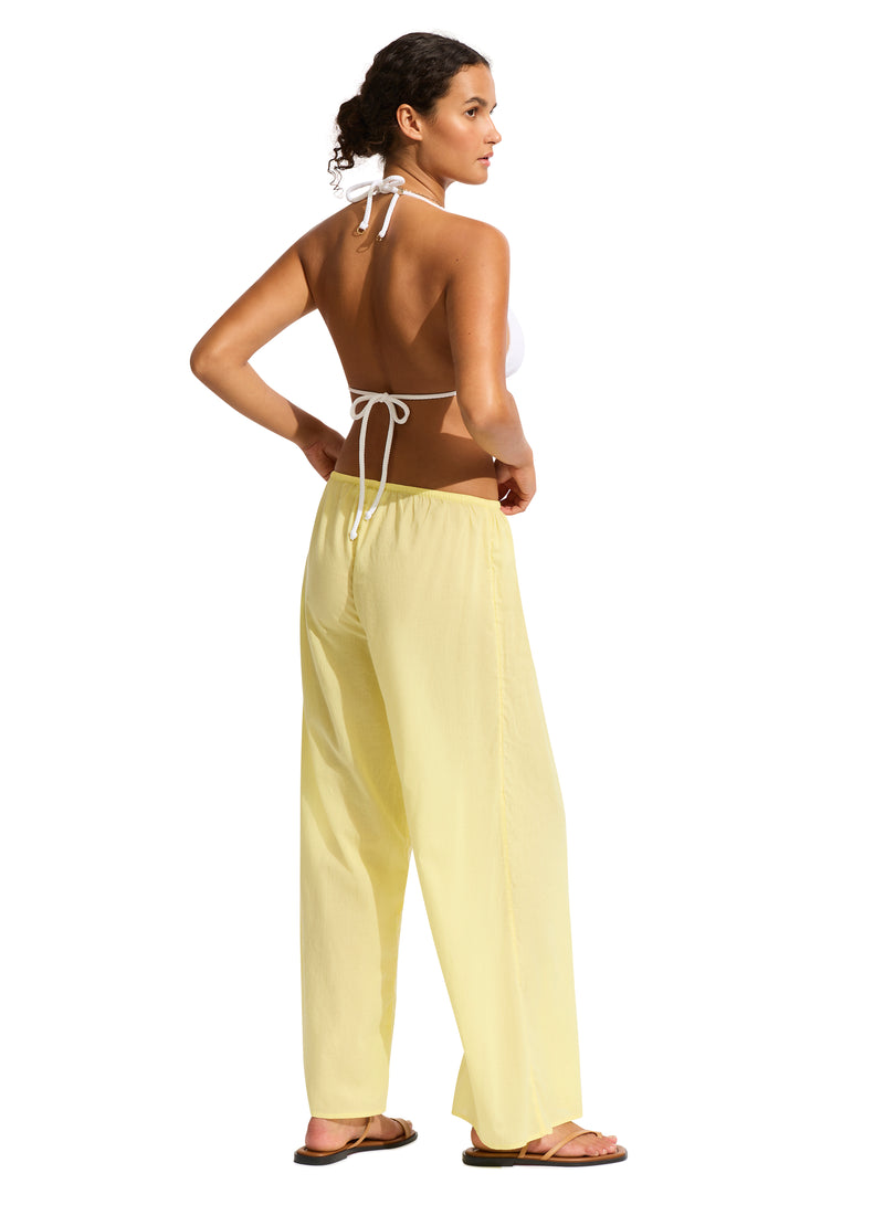 Seafolly Garden Party Cotton Beach Pant in Lime Light