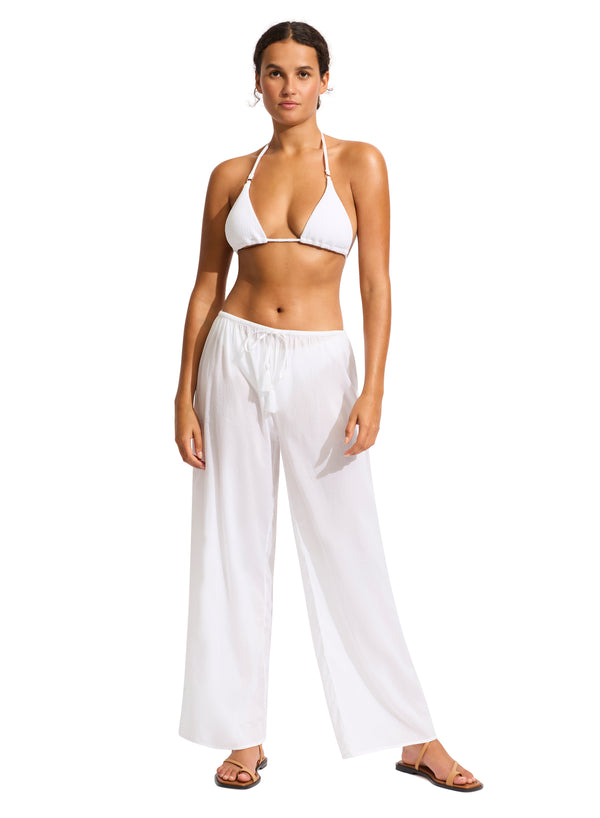 Seafolly Garden Party Cotton Beach Pant in White