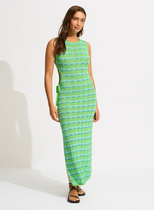 Seafolly Cut Out Knit Dress in Jade