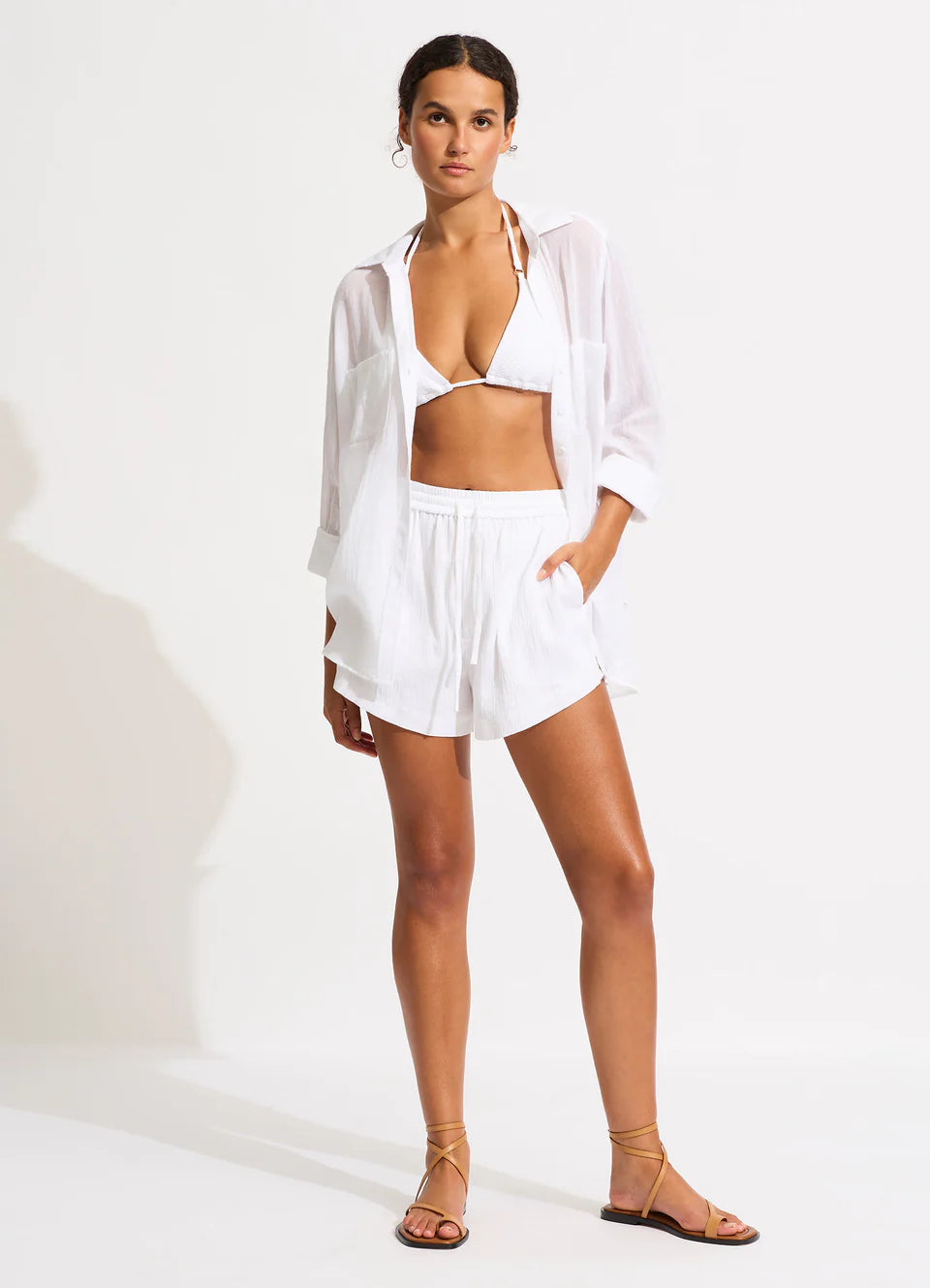 Seafolly Crinkle Short in White