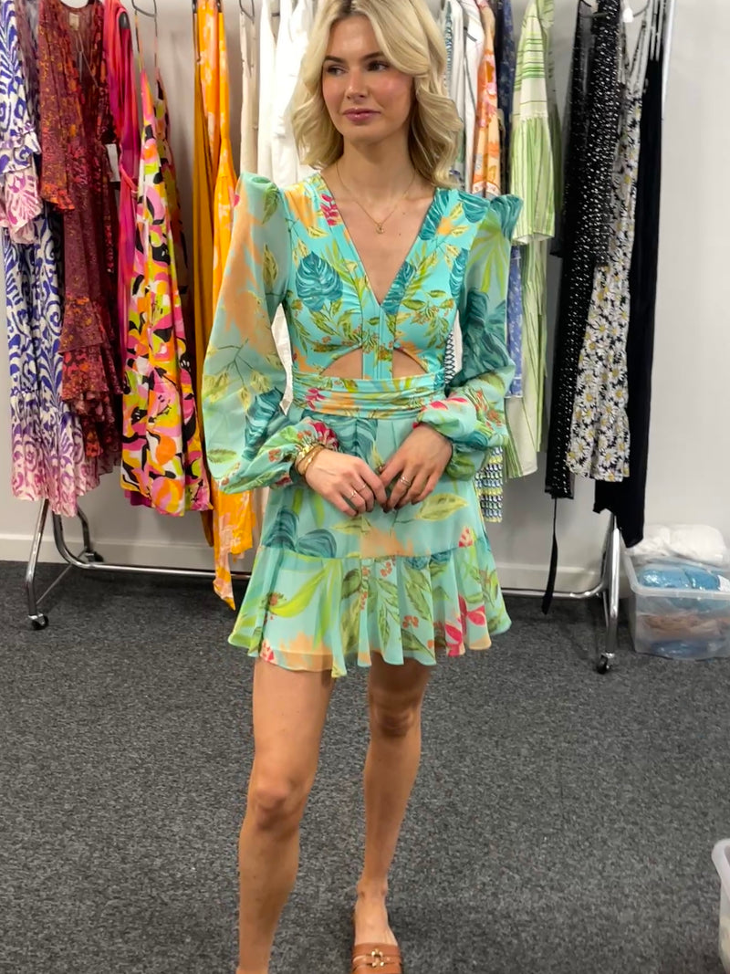 Patbo Tropicalia Long Sleeve Mini Dress