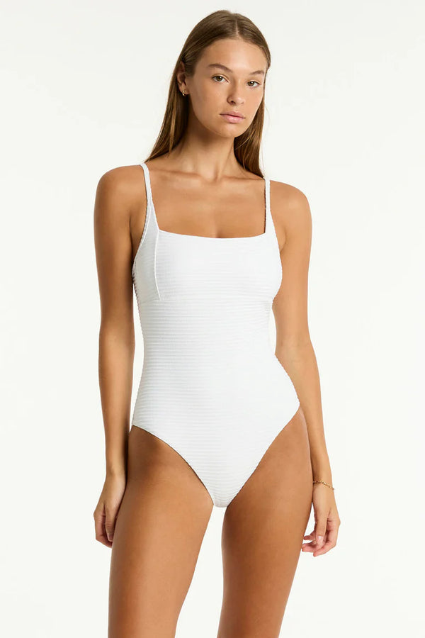 Sea Level Spinnaker Textured Square Neck One Piece - White