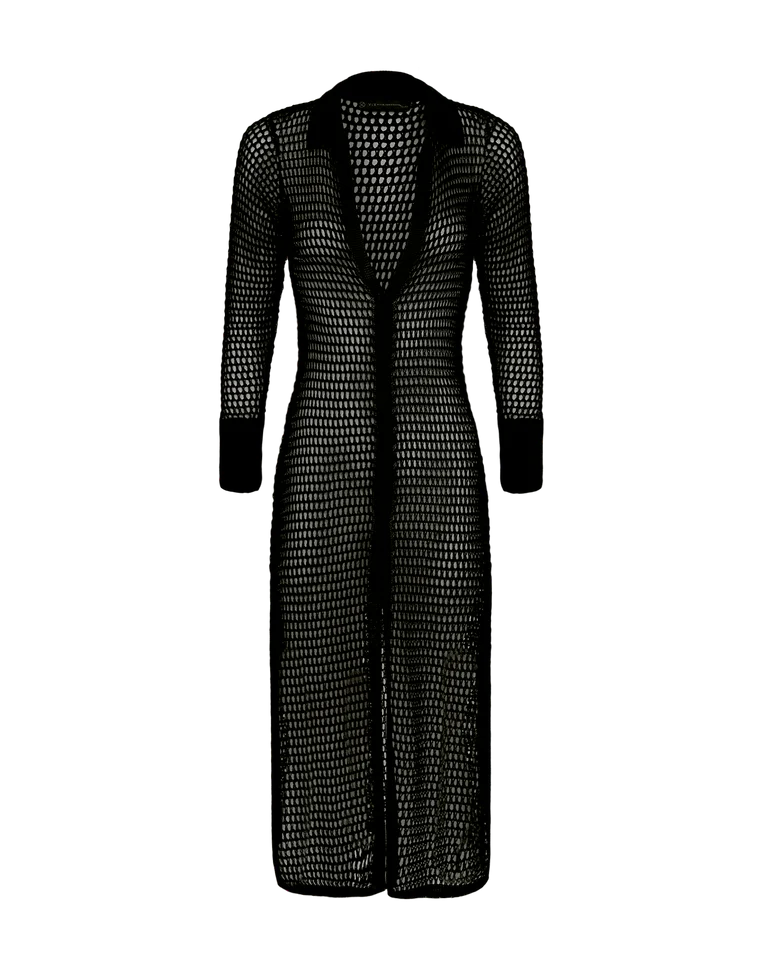 Vix Knit Maxi Open Cover Up in Black