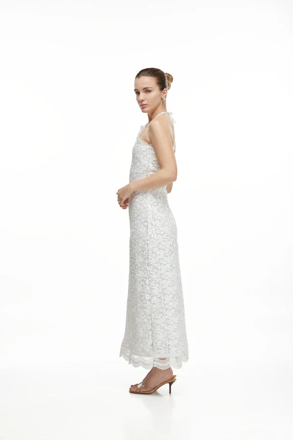 Waimari Beso De Luna Maxi Dress White Sequin