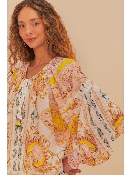 Farm Rio Maritime Magic Off White Blouse