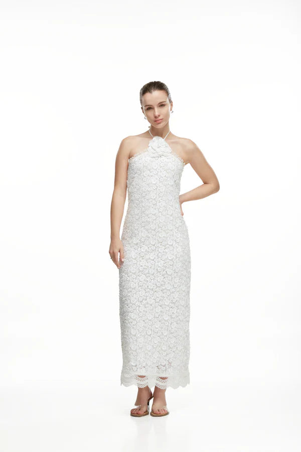 Waimari Beso De Luna Maxi Dress White Sequin