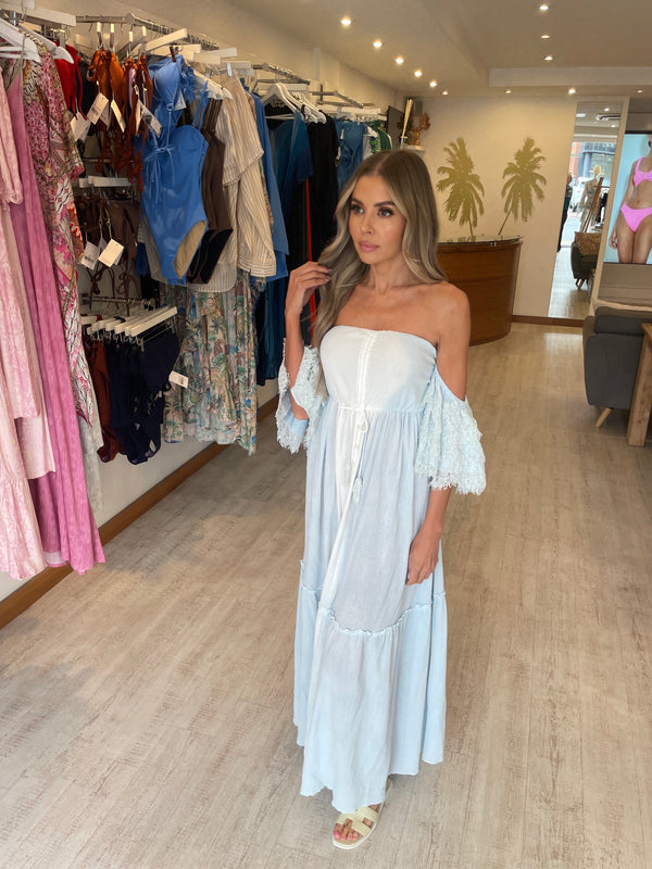 Les Néo Bourgeoises Ava Maxi Dress in Blue 15% OFF