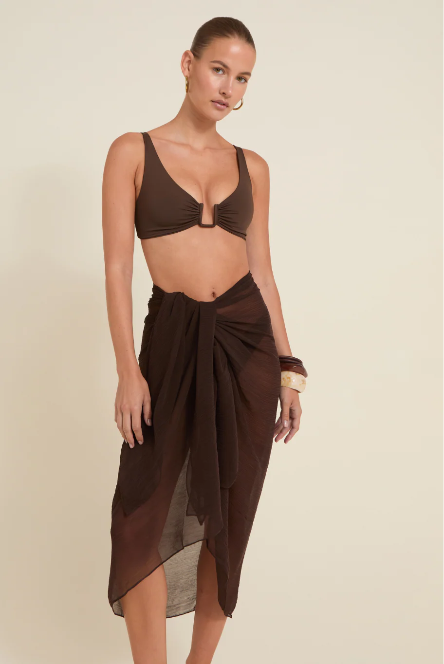 Away That Day Santorini Sarong in Espresso