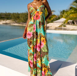Luli Fama Visions Of Paradise Chain Maxi Dress with Side Slit
