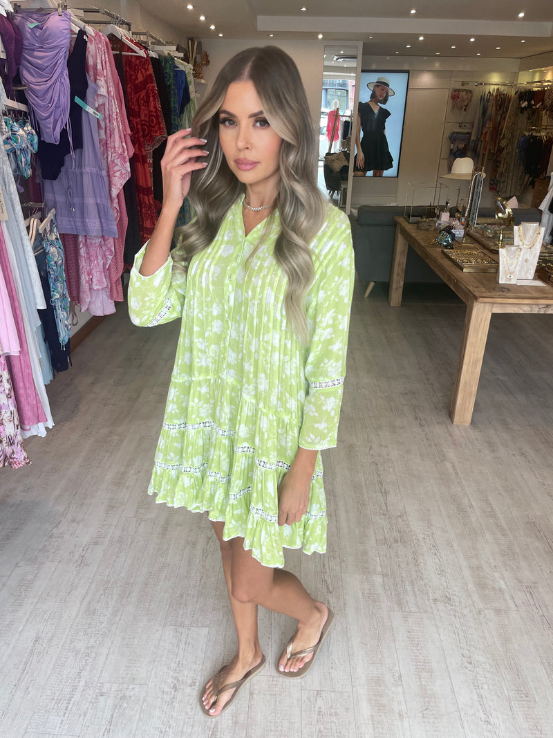 Sunday St Tropez Bella Ciao Flower Dress Olive