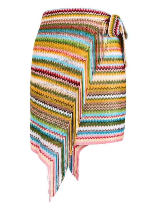 Missoni Viscose Stripe Wrap Skirt Yellow multi