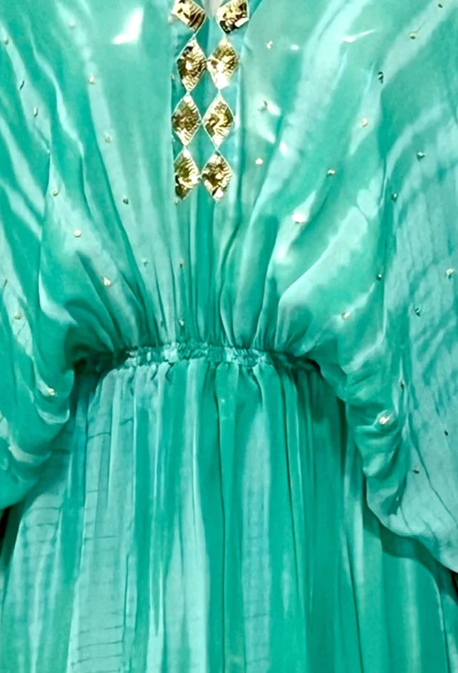 Lindsey Brown Havana Aqua Silk Maxi Kaftan