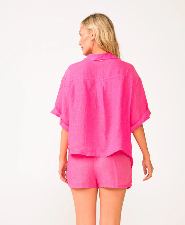 PQ Swim Linen Top in Pink