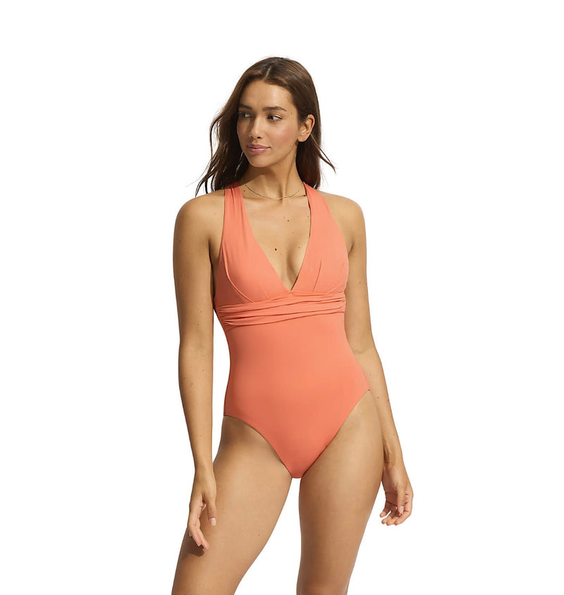 Seafolly Cross Back One Piece in Melon