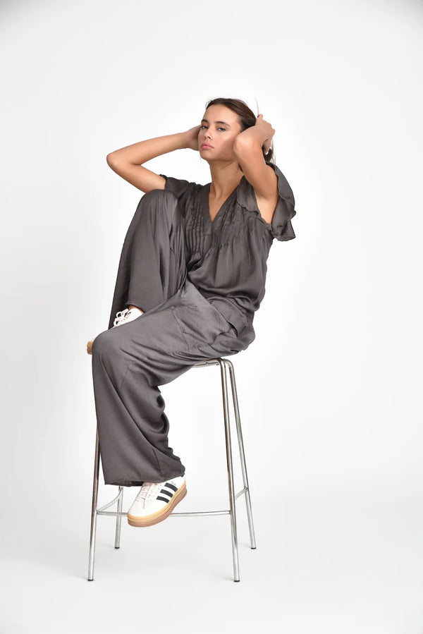 Muche & Muchette Flowy Silky Mazzy Palazzo Pant in Grey