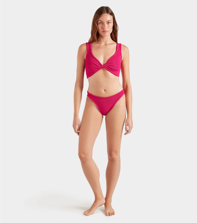 HunzaG Juno Coverage Bikini in Metallic Raspberry