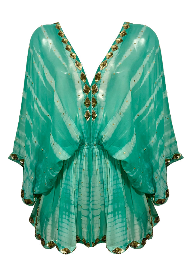 Lindsey Brown Mojito Aqua Silk Dress