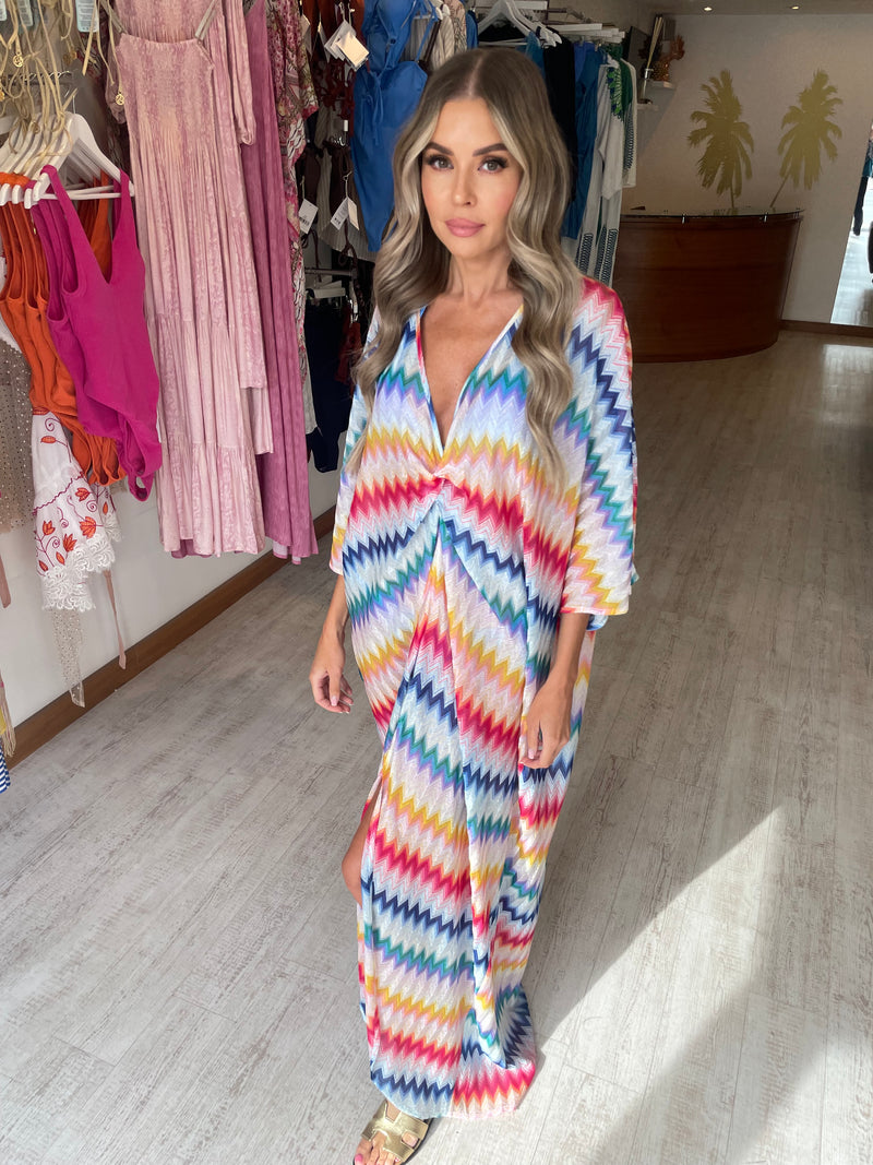 Missoni Bright Lurex Zigzag Long Kaftan