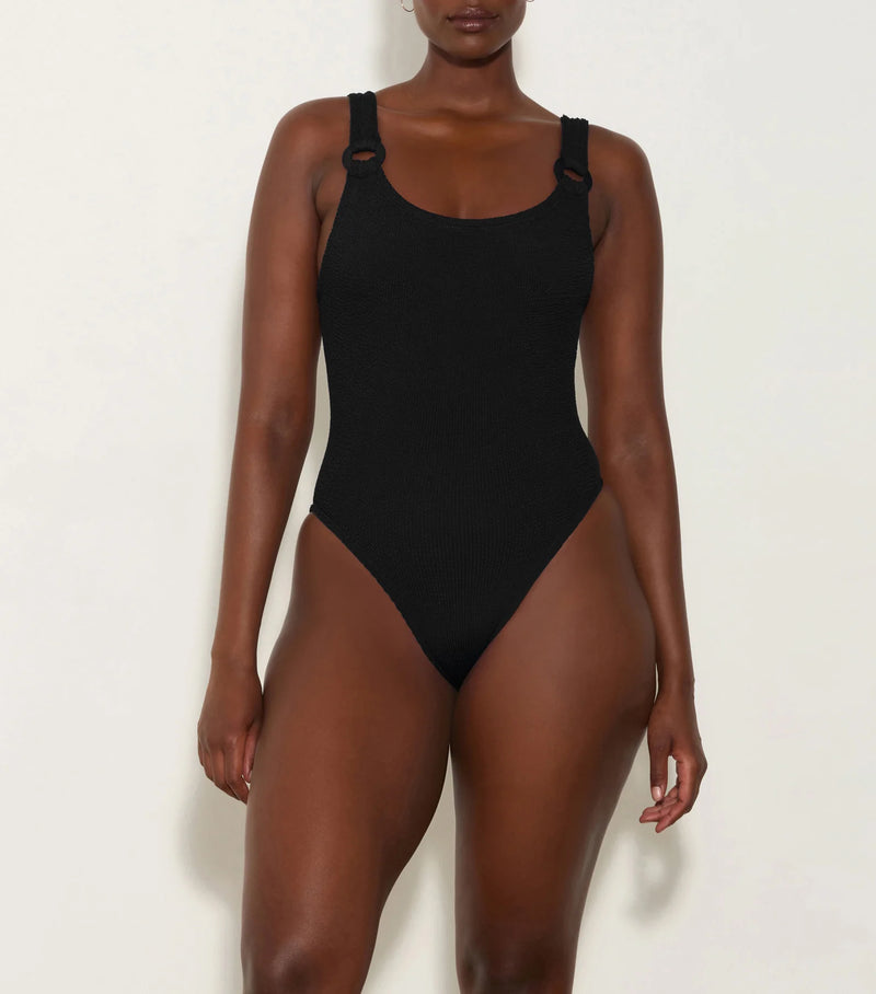 HunzaG Domino One Piece with Tonal Hoops in Black
