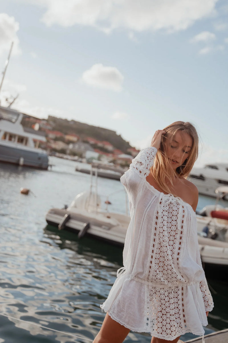 Sunday St Tropez Antalia Linen Dress White