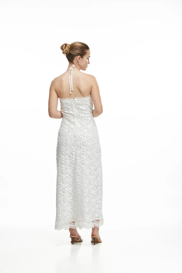 Waimari Beso De Luna Maxi Dress White Sequin