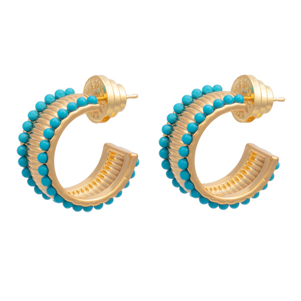 Talis Chains Manhattan Flat Hoop Turquoise Earrings