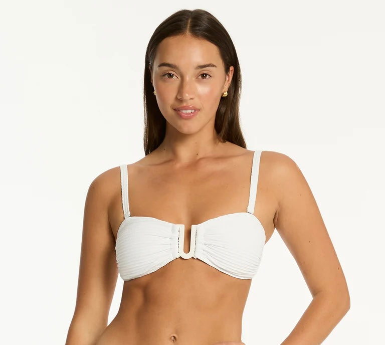 Sea Level Spinnaker White Bandeau Cheeky Regular Pant Bikini Set