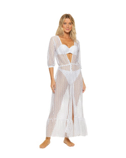 Guria Beachwear Lattice Duster Cover Up in White