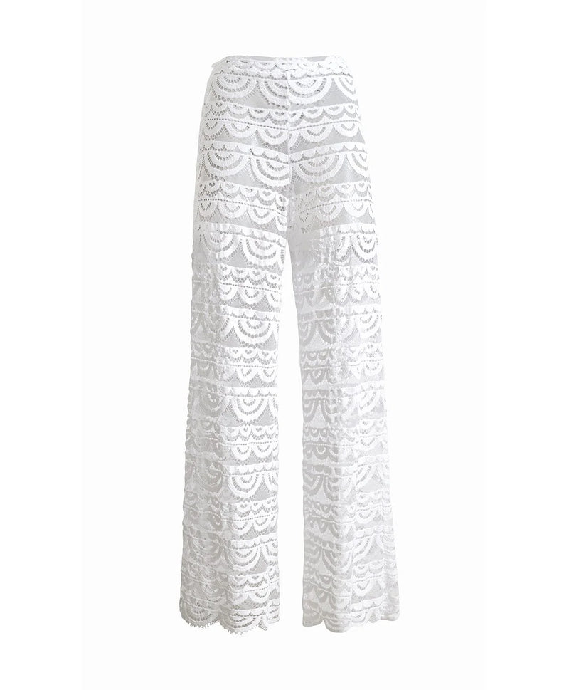 PQ Swim Water Lily High Waist Lace Pants in White