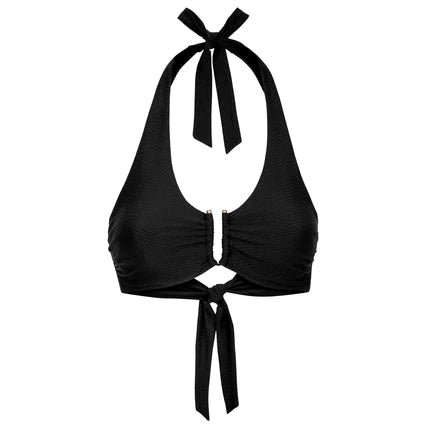 Heidi Klein Textured U-Bar Bikini Set in Black